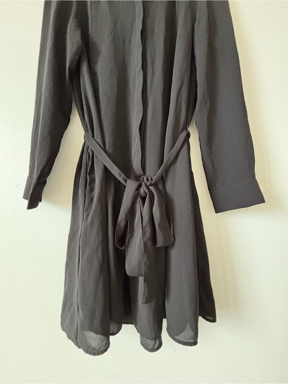 Banana Republic - Classic Black Long-Sleeve Tiered Shirt Dress - Picture 9 of 10